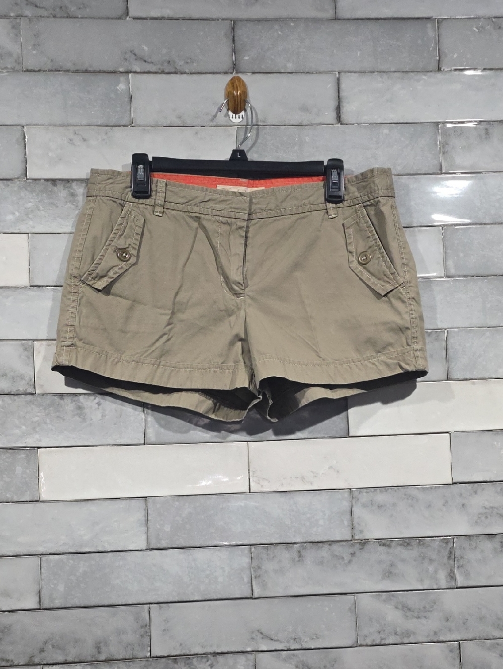 J. Crew Khaki Cotton City Fit Shorts with Button-Flap Pockets Size 12